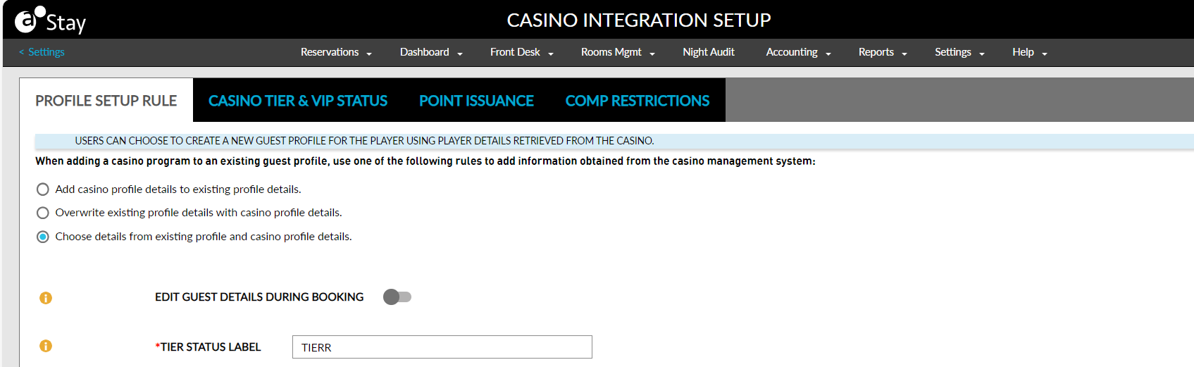 A screenshot of a casino integration setup

Description automatically generated